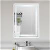 NONE Specchio da bagno a LED 70×50 cm con controllo touch, illuminazione dimmerabile a 3 colori, funzione di memoria, specchio da parete impermeabile IPX4