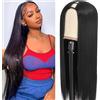 kloiynj Parrucche in Capelli Umani Lisci Colore Naturale Senza Colla a V, Capelli Remy Brasiliani, Senza Bisogno di Lasciare Capelli Fuori, Parrucche Completamente Realizzate a Macchina, Densità 220