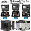 NONE Bauletto Moto in Alluminio 45L 55L 65L Impermeabile, Scatola Portacasco a Sgancio Rapido, Bauletto Posteriore per Moto, Contenitore Bagagli Posteriore con Schienale