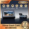 70mai Dash Cam 70mai 4K A800SE con Monitoraggio Parcheggio 24H, Controllo Vocale, Supercondensatore, GPS, ADAS, DVR Auto, Visione Notturna UHD, Wifi 6