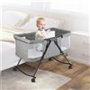 NONE Culla da viaggio pieghevole portatile con zanzariera e ruote universali per bambini da 0 a 2 anni, 60 kg, grigio, 106*92*55 cm
