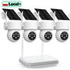 Wonsdar Kit Telecamera Solare WIFI 4 Pezzi con Sistema Video, Include Base Domestica, Rilevamento Umano PIR, Monitoraggio Intelligente, Visione Notturna, Sorveglianza iCsee