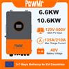 PowMr 【IP66】PowMr Inverter Solare Ibrido 6.6KW 10.6KW 48V 220V On/Off Grid con Caricatore MPPT 135A 210A, Collegabile in Parallelo fino a 9 unità