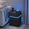 WOLTU Comodino WOLTU bianco/nero con illuminazione a LED, 2 cassetti, funzione di ricarica USB, tavolino stretto da divano