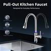 NONE Rubinetto da Cucina Freddo/Caldo in Acciaio Inox 304, Miscelatore Estraibile per Lavello con 3 Funzioni e 2 Tubi di Ingresso, Europeo 3/8