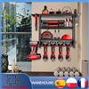 zollor Organizzatore per Utensili Elettrici, Scaffale Modulare da Parete per Garage, 4 Supporti per Trapani, Robusta Mensola in Metallo per Capanno e Officina