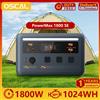OSCAL Stazione di alimentazione portatile OSCAL PowerMax1800SE, batteria LiFePO₄ da 1024Wh, 1800W nominali / 3600W di picco, alimentazione mobile solare da esterno da 800W