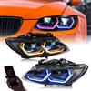 COOLCMP Coppia di fari anteriori Super DRL RGB LED per BMW Serie 3 2007-2013 E92 E93 LCI 328i 325i 335i Xenon