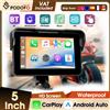 podofo Monitor per Moto Podofo 5'' con Carplay e Android Auto, Impermeabile IP68, Lettore Smart Portatile 12V con Rilevamento Pressione Pneumatici