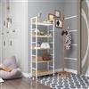 WOLTU Libreria a 5 ripiani in legno, scaffale verticale, scarpiera, armadietto da bagno, espositore per fiori, organizer per ripostiglio sotto le scale