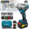 Gisam Avvitatore a impulsi brushless Gisam 2000N.m 1/2" con kit adattatore esagonale a 5 velocità per batterie Makita 18V