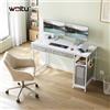 WOLTU Scrivania da ufficio WOLTU con 2 cassetti, 2 prese e ganci per cuffie, scrivania da gaming per ufficio, soggiorno, laptop e libri