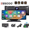 ESSGOO 4K 10.26" Dashcam con Schermo Touch, CarPlay Wireless, Android Auto, Registratore Video a Doppia Lente, Doppia Dash Cam DVR con Wifi e BT