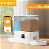 ROJECO Distributore Automatico di Cibo per Animali da 8,5L con Fontana d'Acqua a Gravità 2-in-1, Controllo Remoto WIFI, Dispenser di Crocchette per Gatti e Abbeveratoio