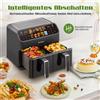 sinaopus Friggitrice ad Aria da 9L con Doppio Cestello, Forno Senza Olio con Controllo Touch LED, Finestra Visibile, Multifunzione 10-in-1, Friggitrice ad Aria Intelligente per Famiglie