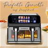 sinaopus Friggitrice ad Aria Sinaopus 2200W 9L con Doppio Cestello, Controllo Touch LED, Finestra Visibile, Multifunzione 10-in-1, Forno Smart per Famiglie