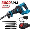 Seeiswork Sega elettrica riciclabile da 3000W 10000SPM con 4 lame, utensile senza fili per taglio legno/metallo, compatibile con batteria da 18V