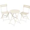 SONGMICS Set da Giardino per Esterni, 3 Pezzi, 2 Sedie e 1 Tavolo, Pieghevole, Lounge da Esterno, Acciaio, Resistente alle Intemperie, per Balcone, Terrazza, Beige Cappuccino/Nero Inchiostro