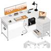 Coleshome Scrivania ad angolo Colehome con 4 cassetti, scrivania reversibile con contenitore per l'home office, 135 × 100 cm Bianco