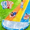 Joyfy Scivolo d'Acqua Triplo da 6,8 m per Giardino, Resistente, con 3 Body Board e Spruzzatore, Regalo per Bambini e Adulti
