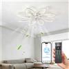 NONE Lampada LED per ventilatore da soffitto Design a petalo con telecomando, motore DC silenzioso a 6 velocità, luce dimmerabile 3000K-6000K, timer, ideale per camera da letto e soggiorno