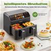 sinaopus Friggitrice ad Aria 9L con Doppio Cestello, Forno Senza Olio con Controllo Touch LED, Finestra Visibile, Friggitrice ad Aria Calda Intelligente per Famiglie