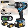 Gisam Avvitatore a impulsi elettrico brushless Gisam 2800N.M con attacco esteso da 1/2'' senza fili, compatibile con batterie Makita 18V.