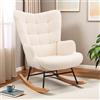 Rosahqnda Sedia a dondolo Rosahqnda con schienale, sedia a dondolo imbottita per soggiorno, camera da letto, balcone, sedia relax, beige, grigio, rosa