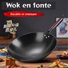 NONE Wok tradizionale asiatico in ferro battuto con manici - 30/32/34/36/40 cm