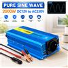Foval Inverter a Onda Sinusoidale Pura LVYUAN da DC 12V/24V a AC 230V con Presa EU e Convertitore USB, 1000W 1200W 2000W di Picco, Adattatore per Auto, Trasformatore di Tensione per Casa, Camper, Camion,