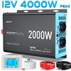 FLAMEZUM Inverter di Potenza a Onda Sinusoidale Pura DC 12V AC 230V 2000W Nominale 4000W di Picco con Display LCD, Telecomando, USB Type-C per Camper, Auto, Campeggio, Esterni