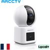ARCCTV Telecamera di Sorveglianza WiFi 4MP a Doppia Lente, Comunicazione Bidirezionale HD, Visione Notturna IR, Telecamera di Sicurezza Wireless 360° ° Visualizza il tracciamento automatico