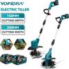 YOFIDRA Motozappa Elettrica da Giardino, Coltivatore, Scarificatore Pieghevole, Attrezzo per Dissodare il Terreno, Compatibile con Batteria Makita 21V