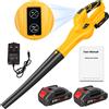 NONE Soffiatore per Foglie Senza Fili Potente, Soffiatore d'Aria Portatile 158CFM 15000 RPM 21V con 2 Batterie da 2.0Ah e Caricabatterie, 6 Velocità per Patio, Giardino, Auto