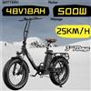 Bicicletta Elettrica Pieghevole per Adulti ONESPORT OT16max, Motore 500W, Batteria al Litio 48V18AH, E-bike da Montagna con Pneumatici Fat da 20 Pollici