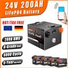 LIAOCHEN Batteria LiFePO4 24V 100Ah 200Ah con BMS Bluetooth Grado A, oltre 6000 cicli profondi per accumulo solare domestico, camper, barche, inverter, fotovoltaico