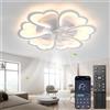 Yopyuenn Ventilatore Da Soffitto Con Illuminazione Lampada Da Soffitto Con Ventilatore Con Telecomando Dimmerabile Silenzioso Timer, 6 Velocità Plafoniera Floreale LED 72W Ventilatore Con Luce Per Soggiorno