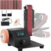 NONE Mini Levigatrice a Nastro Elettrica da 350W, Fornita con 10 Nastri Abrasivi da 1,2x15 Pollici, Adatta per