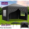 Loefme Gazebo Pop-Up LOEFME 3x3M Impermeabile e Antivento, Tenda da Sole per Esterni con 4 Lati in Tessuto Rimovibile, Portatile per Feste e Campeggio