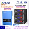 ANENJI Batteria LiFePO4 ANENJI 51.2V 100Ah montabile su rack e inverter ibrido 6.2kw 48V con oltre 6000 cicli, BMS 5KWH per sistema solare parallelo