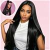 ALIKODY Parrucche Frontali in Pizzo 13x4 con Capelli Umani, Parrucche Frontali in Pizzo HD 13x6 Liscio per Donne con Baby Hair, Densità 200%, Colore Nero Naturale