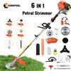 CONENTOOL Decespugliatore a Benzina 6 in 1, Tagliaerba 52cc, Tagliasiepi, Motosega, Motore a 2 Tempi 2.5KW, Attrezzi da Giardino