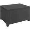 Toomax Olimpia Tavolino da esterno con funzione baule integrata da 168L, effetto rattan antracite, 76x59x45h cm, contenitore in plastica resistente anti-UV, ideale per esterni