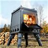NONE Stufa a Legna da Campeggio con Guanti, Fornello Portatile Regolabile, Supporti per Pentole, Bruciatore per Barbecue all'Aperto