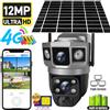 V380 Telecamera IP Solare 4G V380 Pro 12MP con Doppia Lente e Tre Schermi, Tracciamento Automatico, Telecamera di Sorveglianza PTZ Esterna 6K