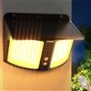 Intelamp: Faretto LED Solare da Esterno di Alta Qualità, Lunga Durata, 4000mAh, 180° di Copertura ° Sensore di rilevamento radar con 3 modalità di colore, lampada da parete impermeabile per portico,