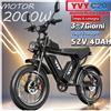 YVY/RAYZEPH C20 Max Bici Elettrica 2000W 52V40AH Sistema a Doppia Batteria Freni Idraulici Pneumatici Fat da 20 Pollici E-Bike per Tutti i Terreni