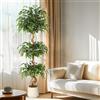HiMISS Albero di Ficus Artificiale Realistico con Tronco Curvo, Pianta Finta in Seta in Vaso Bianco, Decorazione Verde per Interni Casa e Ufficio