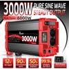 FLAMEZUM Inverter di Potenza a Onda Sinusoidale Pura DC 12V 24V AC 230V 3000W Nominale 6000W di Picco con Display LCD, Telecomando, USB Type-C per Auto e Sistemi Off-Grid