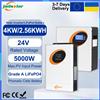 jsdsolar Inverter Ibrido ON/OFF Grid 4KW 24V 220V, Inverter Solare a Onda Sinusoidale Pura, Sistema di Ricarica Solare MPPT 100A, Potenza 5000W, BMS PV 500VDC